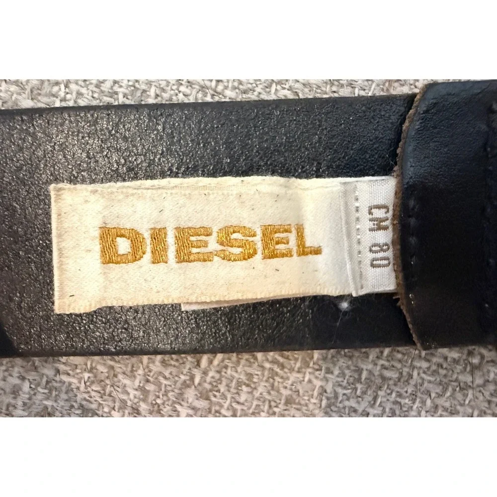 Vintage Diesel Black Brown Italian Leather Belt Mens Belt Size 32 CM 80 2 Inch P